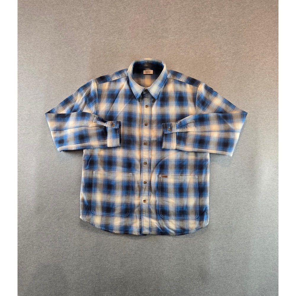 AYR The Dive Flannel Shirt Jacket Mens Large Blue Plaid Cotton Shacket E2058